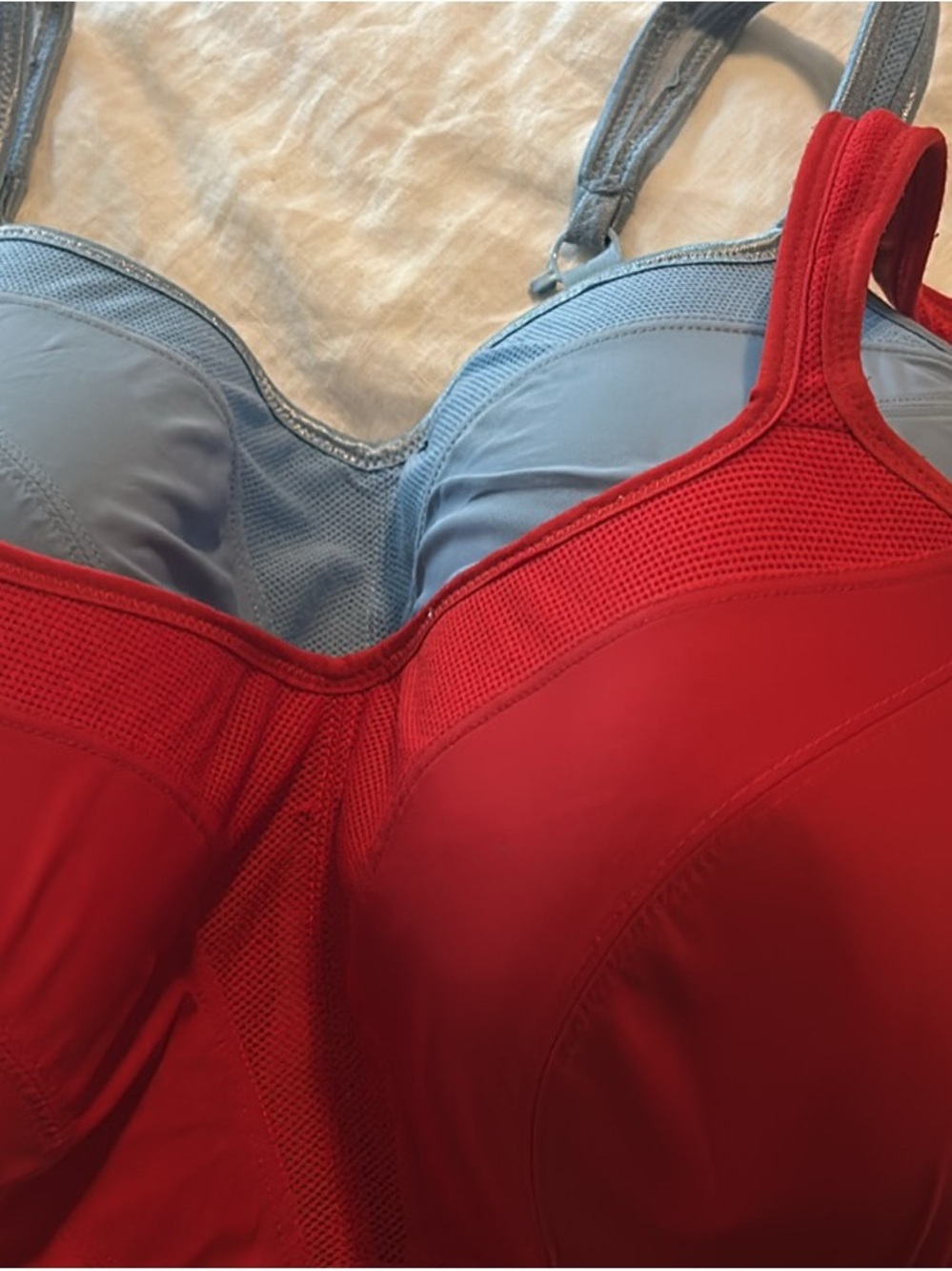 Panache Red and Light Blue Supportive Underwire Bra